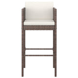 7 Piece Garden Bar Set with Cushions Brown Poly Rattan 3203933