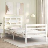Bed Frame without Mattress White 90x200 cm Solid Wood 3194427