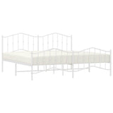 Metal Bed Frame without Mattress with Footboard White 193x203cm 373862