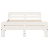 Bed Frame without Mattress White 135x190 cm Double Solid Wood Pine 855488