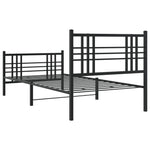 ZNTS Metal Bed Frame without Mattress with Footboard Black 90x190cm 376334