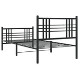 ZNTS Metal Bed Frame without Mattress with Footboard Black 90x190cm 376334