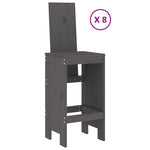 9 Piece Garden Bar Set Grey Solid Wood Pine 3157789