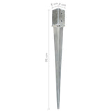 Ground Spikes 6 pcs Silver 8x8x91 cm Galvanised Steel 145411