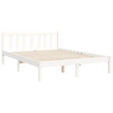 Bed Frame without Mattress White Double Solid Wood Pine 3193442