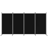 4-Panel Room Divider Black 346x180 cm Fabric 350265
