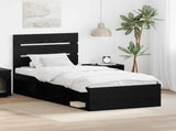 Bed Frame with Headboard Black 100 x 200 cm Solid Pine Wood 3411777