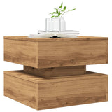 ZNTS Coffee Table with LED Lights Artisian Oak 50x50x40 cm 857717