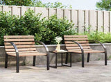 Garden Chair Set of 2 Brown Wood seat and backrest, steel frame 47937