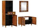 Bathroom Furniture Set with Shelf 3 pcs Walnut Solid Mango Wood 3310091