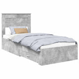 Bed Frame with Drawer Concrete Grey 90 x 190 cm Engineered Wood 3410030