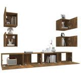 6 Piece TV Cabinet Set Smoked Oak Engineered Wood 3114267