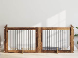 Foldable Dog Gate with Stands 4 pcs Old Wood 401 cm 892035
