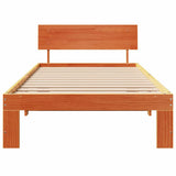 Bed Frame with Headboard Wax Brown 80 x 200 cm Solid Pine Wood 872673