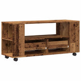 TV Cabinet with Wheels Old Wood 102x34.5x43 cm Engineered Wood 855990