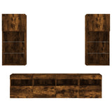 5 Piece TV Wall Units with LED Smoked Oak Engineered Wood 3216747
