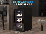 19 Bottle 5-18&degC Wooden Rack Wine Fridge - Black T3398P329437