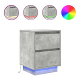 Bedside Cabinets with LED Lights 2 pcs Concrete Grey 38x34x50 cm 861290