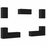 TV Cabinet Set 7 pcs Black Oak Engineered Wood 3393187