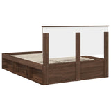 Bed Frame with Headboard Brown Oak 140 x 200 cm Solid Pine Wood 3411007