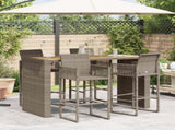 Garden Bar Table with Acacia Wood Top Grey 185x80x110 cm Poly Rattan 368701
