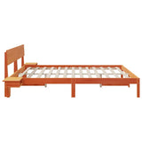 Bed Frame with Headboard Wax Brown 200 x 200 cm Solid Pine Wood 3385750