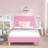 Children's Bed Frame with Headboard Pink 90 x 190 cm Fabric 42010997