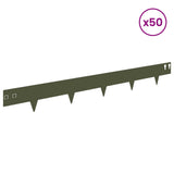 Lawn Edging 50 pcs 100 x 12 cm Steel Olive Green 8008533