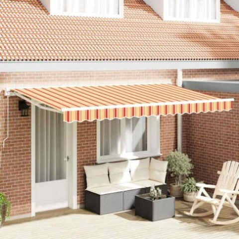 Retractable Awning Manual Multicolour Stripe 400x200 cm Fabric 3329829