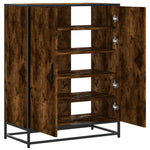 Shoe Cabinet Smoked Oak 75x38x97.5 cm Engineered Wood and Metal 3300867