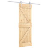 Sliding Door Natural and White 70 x 210 cm Solid Pine Wood 3444929