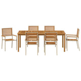Garden Dining Set 7 pcs Beige Solid Acacia Wood 3365525