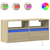 TV Wall Cabinet with LED Lights Sonoma Oak 100x31x45 cm 852336