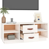 TV Cabinet White 100x34x40 cm Solid Wood Pine 818226
