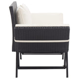 Garden Bench with Cushions Black 176 cm Poly Rattan 317181