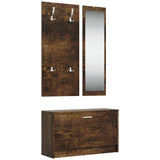 3-in-1 Shoe Cabinet Set Smoked Oak Engineered Wood 342574