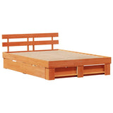 Bed Frame with Headboard Wax Brown 160 x 200 cm Solid Pine Wood 3382270