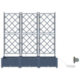 Garden Planter 3 pcs Grey 120 x 40 x 126 cm PP 42002875