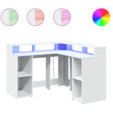 Desk with LED Lights White 130x130x91 cm Engineered Wood 3309447