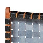 Folding Chair Crossed-Stripe Black Real Leather 246366