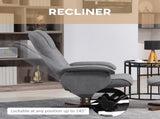 Linen Swivel Recliner Chair with Footstool, Upholstered Reclining Armchair with Wooden Base for T3398P344144