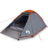 Camping Tent Dome 4-Person Grey and Orange Waterproof 94771
