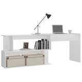 Corner Desk High Gloss White 200x50x76 cm Engineered Wood 801104