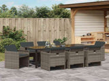 Garden Dining Set 9 pcs Grey Poly Rattan 3380600