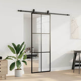 Sliding Door with Hardware Set Black 76x205 cm ESG Glass 3375924