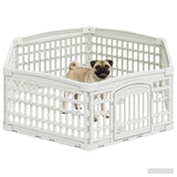 6 Panel Dog Playpen White 122 x 106 x 40 cm Plastic 42027217
