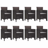 Garden Dining Set 9 pcs Brown Polypropylene 3378739