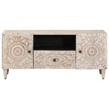 TV Cabinet with Door White 105 x 33.5 x 46 cm Solid Mango Wood 4018382