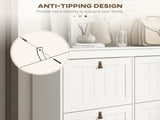 Slim Shoe Cabinet, Shoe Cabinet with 4 Drop-Down Drawers, 105W x 24D x 82.5H cm, White T3398P554108