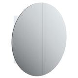 Bathroom Cabinet with Round Mirror&LED White 54x54x17.5 cm 345587